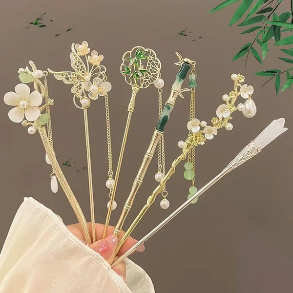 Elegant Tassel Jade Hairpins