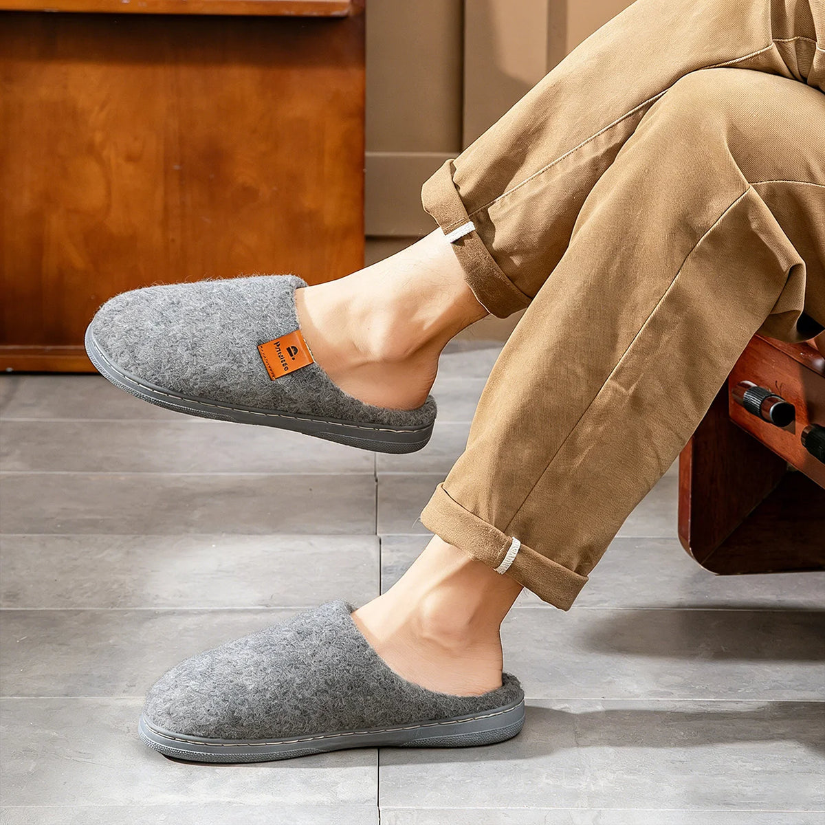 Winter Felt Platform House Slippers