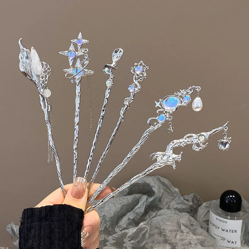Sparkly Moonstone Hairpins